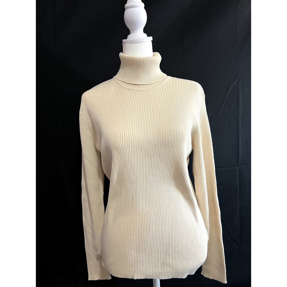 Beige Cream Turtleneck Sweater Woman's Medium Jones New York Sport